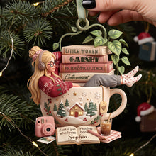 Load image into Gallery viewer, Just A Girl Lost In Books Ornament - Personalized Gift for Book Lovers Ornament PopCulturePrints
