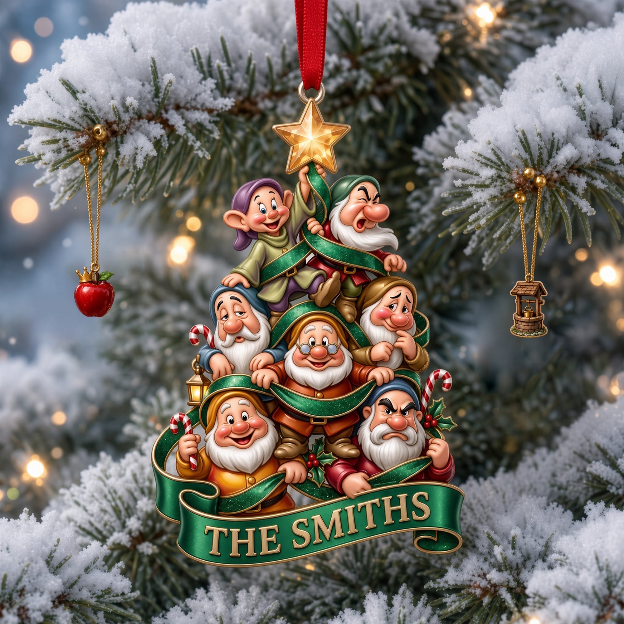 Celebrate Family Unity: Seven Little Friends Christmas Ornament - Personalize Your Gift Ornament PopCulturePrints