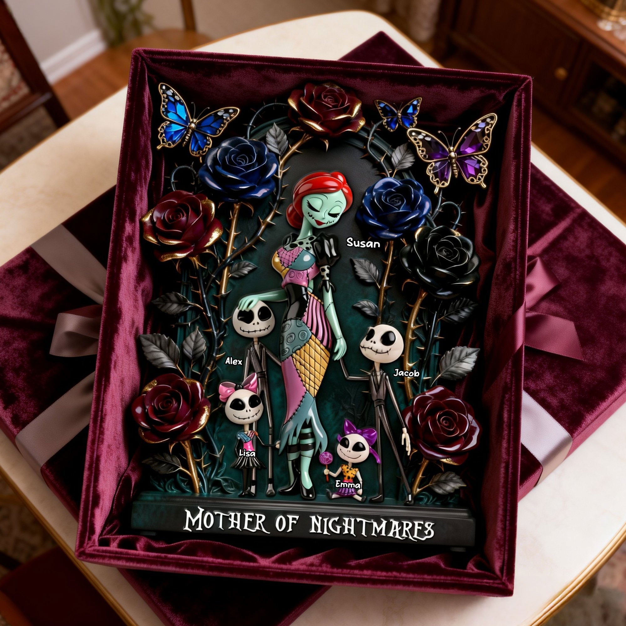"Embrace the Unconventional Love!" - Horror Mom And Kids Acrylic Plaque - Personalized Gifts for Mom, Grandma, and More Shaped Plaques PopCulturePrints