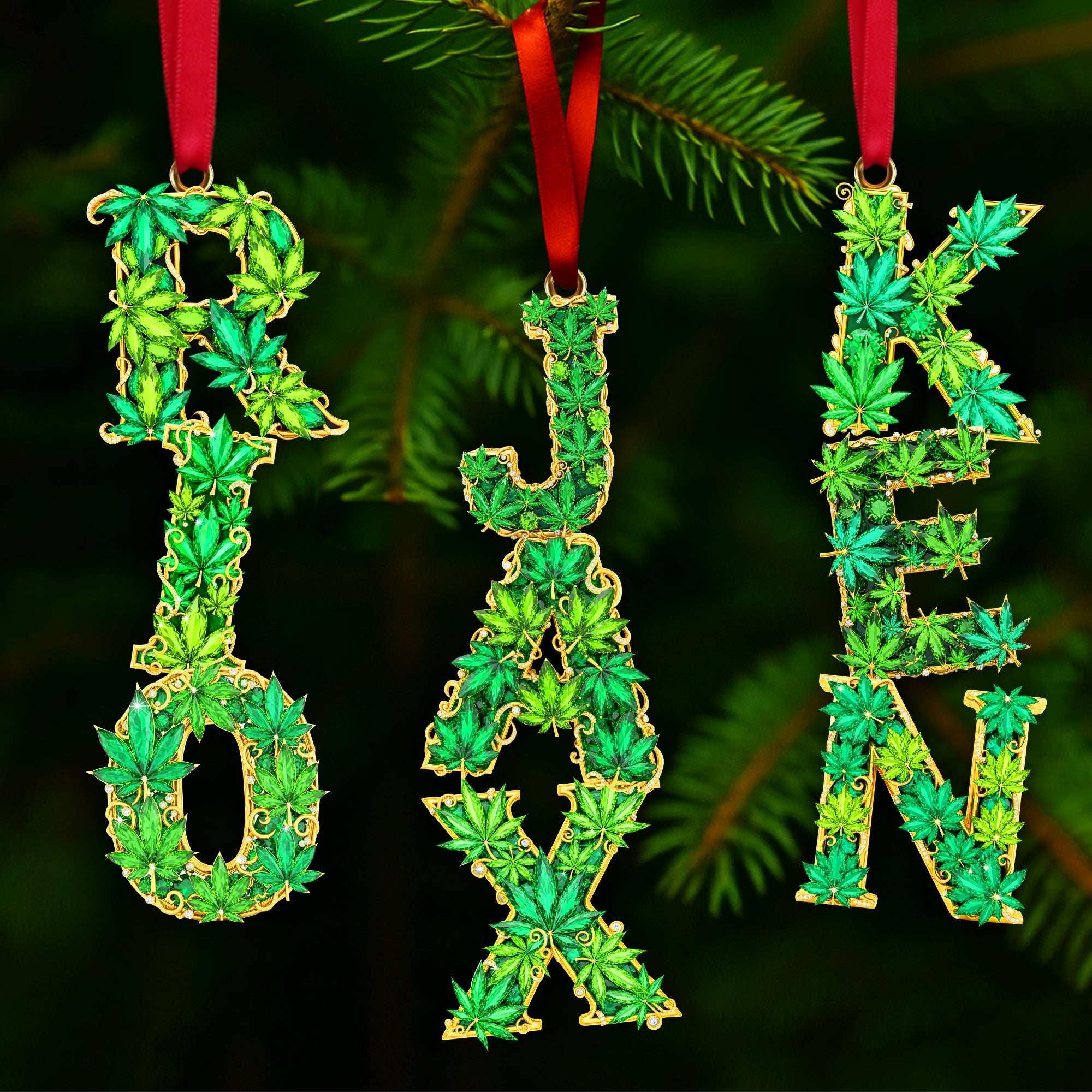 "Embrace Nature's Vibe" - Unique Green Leaf Acrylic Ornament - Personalized Gift for Stoners Ornament PopCulturePrints