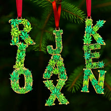 Load image into Gallery viewer, &quot;Embrace Nature&#39;s Vibe&quot; - Unique Green Leaf Acrylic Ornament - Personalized Gift for Stoners Ornament PopCulturePrints

