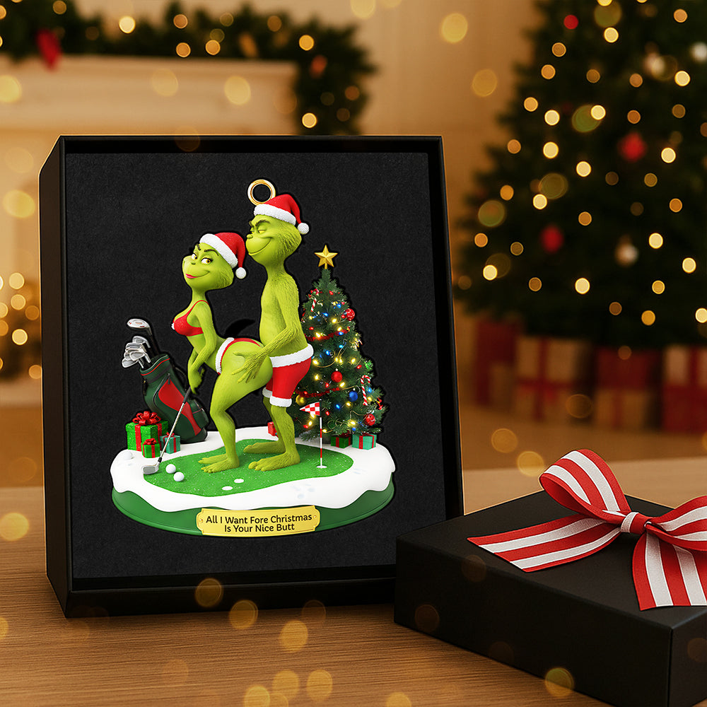 All I Want Fore Christmas Is Your Nice Butt - Personalized Golf Couple Acrylic Ornament Ornament PopCulturePrints