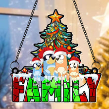 Load image into Gallery viewer, Personalized Family Cartoon Dog Christmas Suncatcher Ornament
