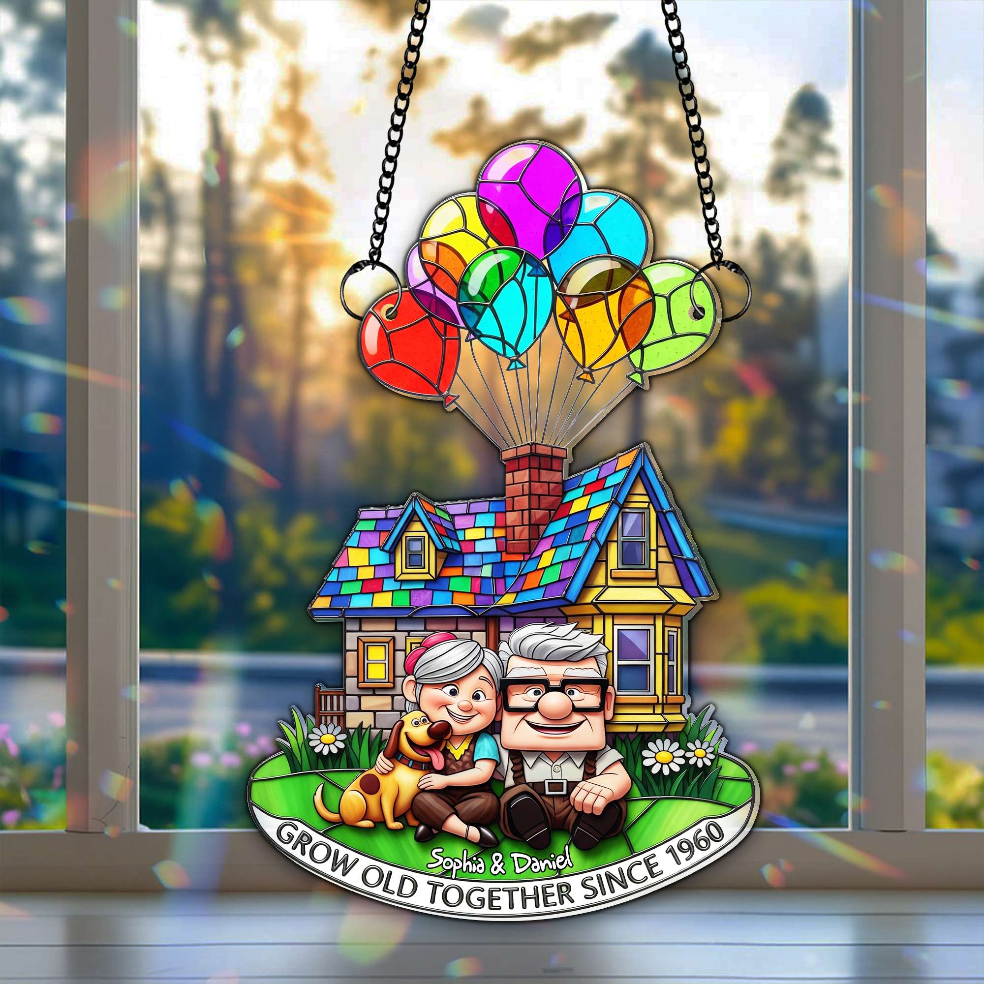 "Grow Old Together" - Personalized Suncatcher for Anniversary Gifts to Cherished Couples Ornament PopCulturePrints