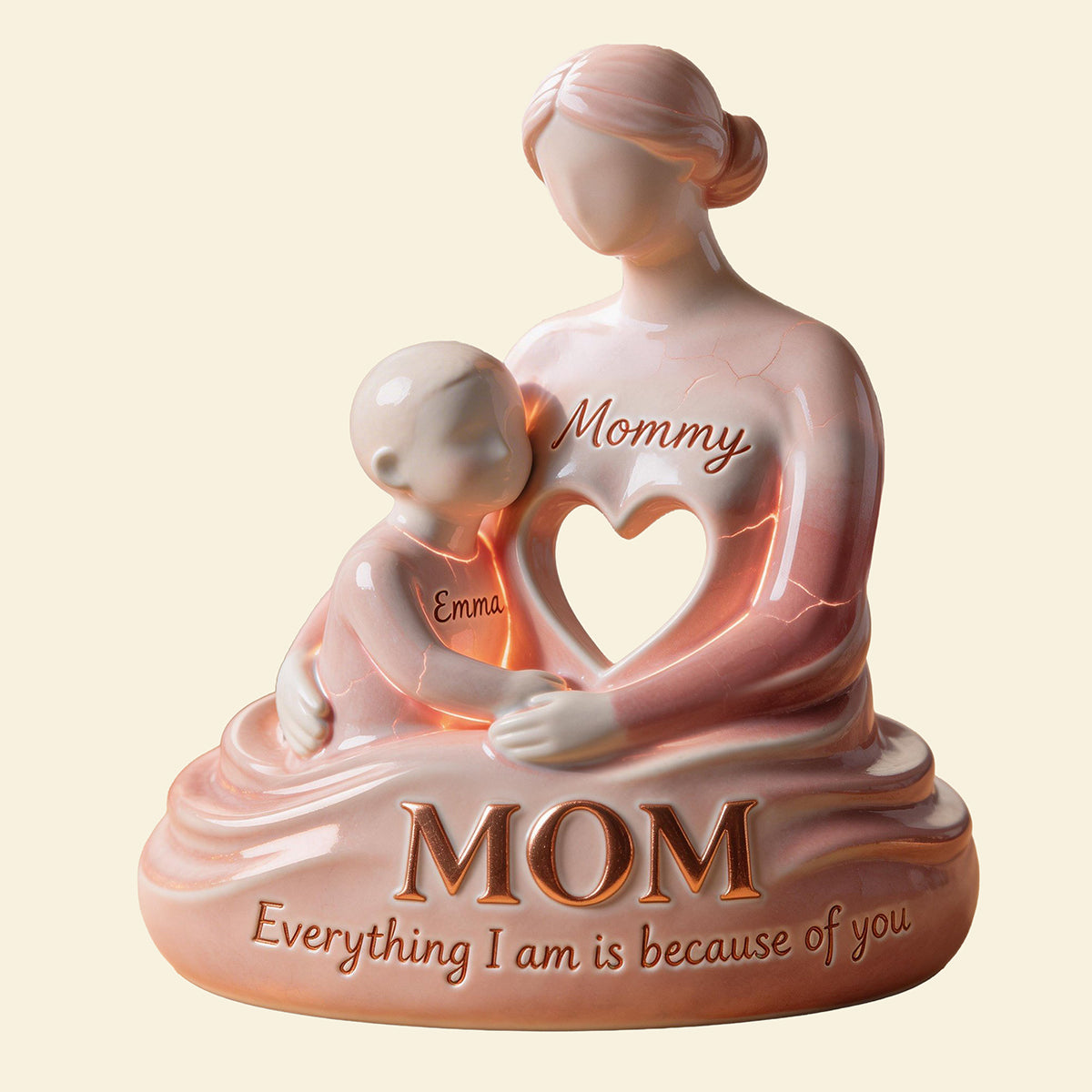 Everything I Am Is Because of You - Loving Nurturing Mom Plaque, Personalized Gift for Moms and Grandmas Shaped Plaques PopCulturePrints