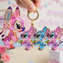Load image into Gallery viewer, “A Mother’s Love Shines Bright” - Alien Mom and Kids Keychain - Personalized Gift for Mom &amp; Grandma Keychains PopCulturePrints
