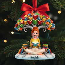 Load image into Gallery viewer, &quot;Books Are a Unique Gift&quot; - Book Tree Christmas Ornament - Personalized Gift for Book Lovers Ornament PopCulturePrints
