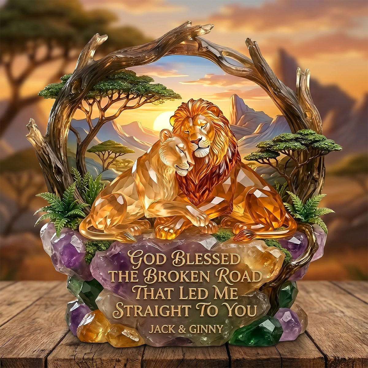God Blessed the Broken Road Acrylic Plaque - Personalized Couple Gift Shaped Plaques PopCulturePrints