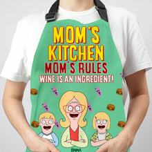 Load image into Gallery viewer, Mom&#39;s Kitchen: Wine is an Ingredient! - Personalized Apron Gift for Mom, Grandma &amp; Home Chefs Aprons PopCulturePrints
