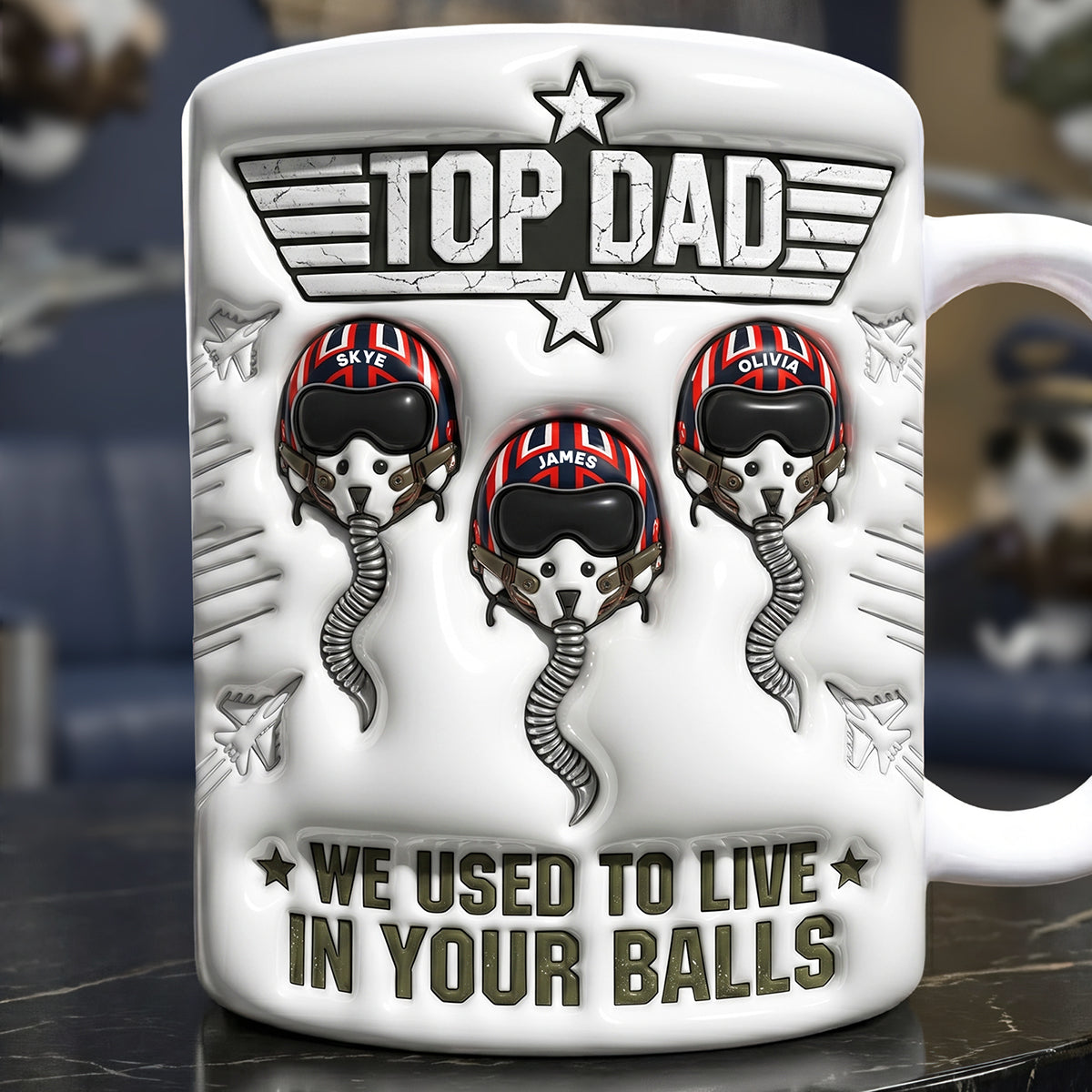 Top Dad - Personalized Fun Champion Dad Race Coffee Mug Coffee Mug PopCulturePrints