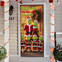 Load image into Gallery viewer, “No Presents Safe!” - Green Monster Family Door Cover - Personalized Christmas Gift for Families Door Covers PopCulturePrints
