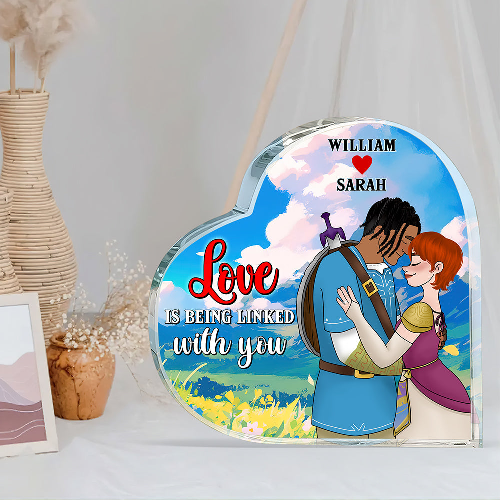Custom Heart Plaque for Couples - Love is Being Linked with You Shaped Plaques PopCulturePrints