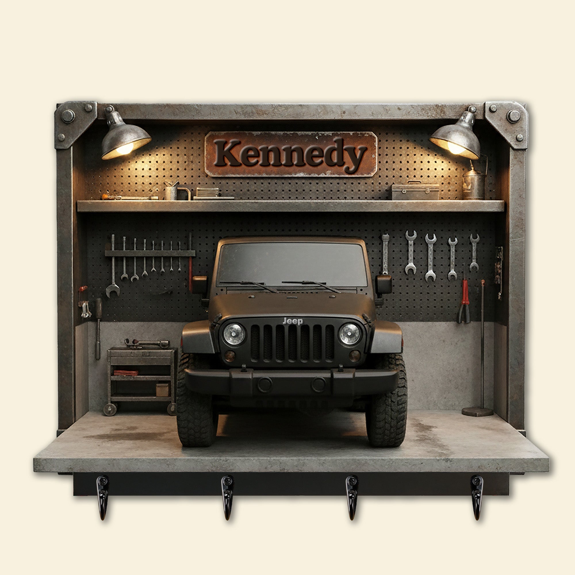 "Rev Up Your Space!" - Off-Road Car Wood Key Hanger - Personalized Gifts for Off-Road Car Lovers Wood Sign PopCulturePrints