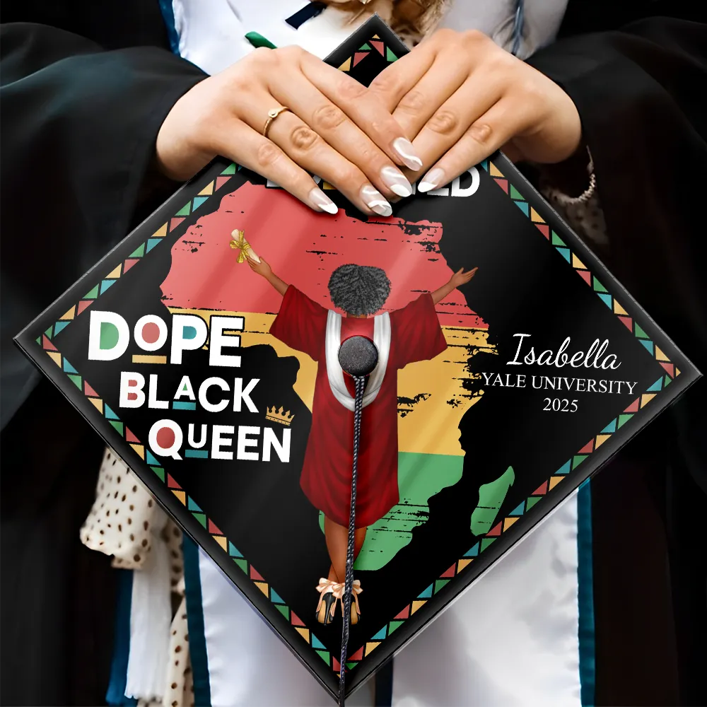 Celebrate Your Achievement - Dope Black King Queen - Personalized Graduation Cap Topper Graduation Cap Topper PopCulturePrints