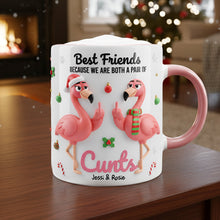 Load image into Gallery viewer, Best Friends Flamingo Mug - Customizable Gift for Your Besties Coffee Mug PopCulturePrints
