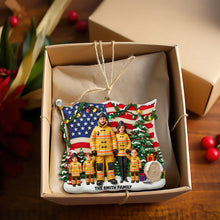 Load image into Gallery viewer, &quot;Celebrate Family Valor this Holiday Season - Personalized Firefighter Christmas Ornament for Families&quot; Ornament PopCulturePrints
