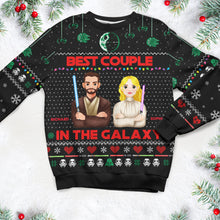 Load image into Gallery viewer, Custom Galactic Couple Ugly Sweater - Unique Valentine&#39;s Day Gifts Ugly Christmas Sweater PopCulturePrints

