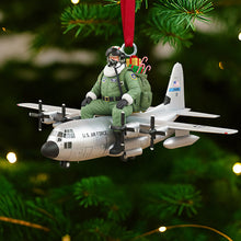 Load image into Gallery viewer, “Fly High in the Holiday Spirit!” – Santa Service Christmas Ornament – Personalized Gift for Air Force Enthusiasts, Veterans, and Collectors Ornament PopCulturePrints
