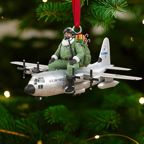 “Fly High in the Holiday Spirit!” – Santa Service Christmas Ornament – Personalized Gift for Air Force Enthusiasts, Veterans, and Collectors Ornament PopCulturePrints