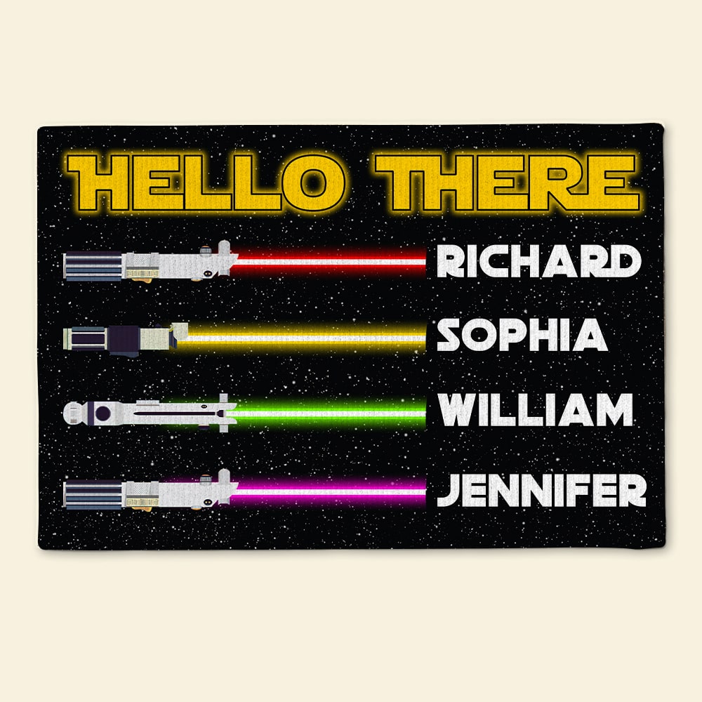 Hello There Personalized Family Door Mat - Custom Sci-Fi Welcome Mat Doormat PopCulturePrints