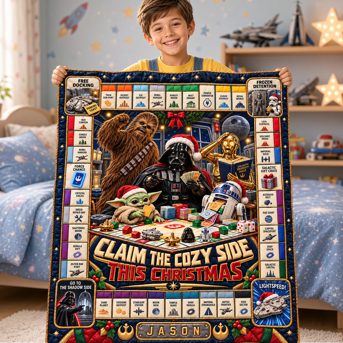 Claim the Cozy Side This Christmas - Personalized Space Adventure Blanket Blanket PopCulturePrints