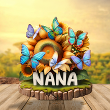 Load image into Gallery viewer, &quot;Brighten Her Day with Personalized Butterflies!&quot; - Acrylic Plaque - Custom Gift for Mom, Grandma, or Loved Ones Shaped Plaques PopCulturePrints
