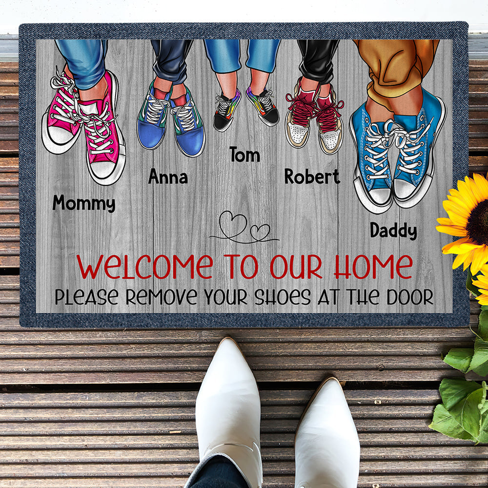 Custom Family Welcome Doormat - Personalized Shoe Prints Doormat PopCulturePrints