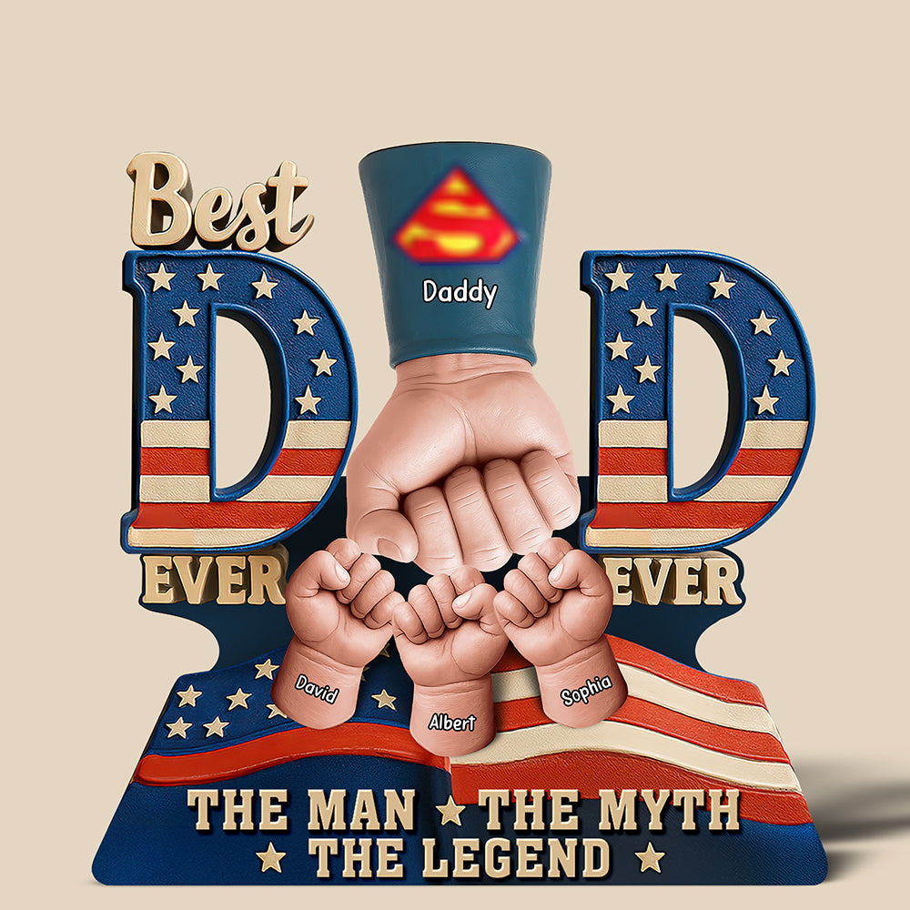 Best Dad EVER! Super Dad's Fist Bump Acrylic Plaque - Personalized Gift for Dad & Grandpa Shaped Plaques PopCulturePrints
