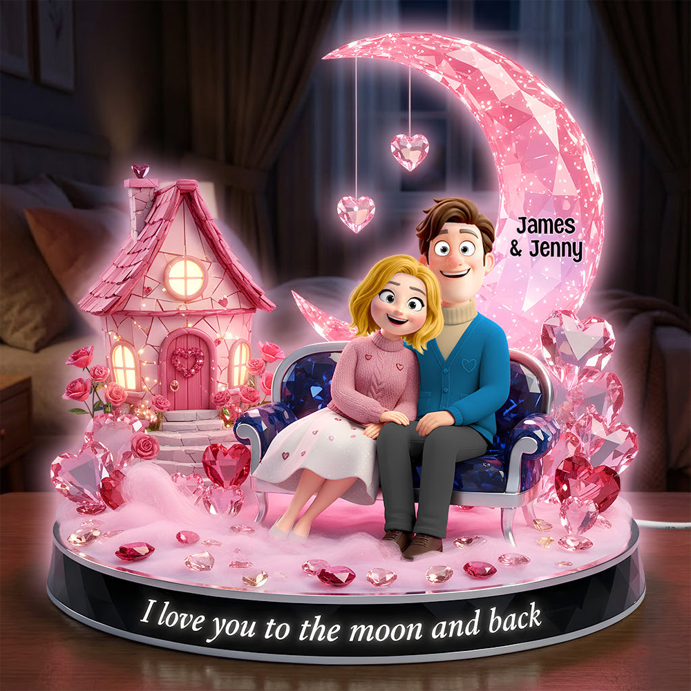 I Love You to the Moon and Back - Romantic Couple Acrylic Light Box - Personalized Gifts for Couples Light Box PopCulturePrints