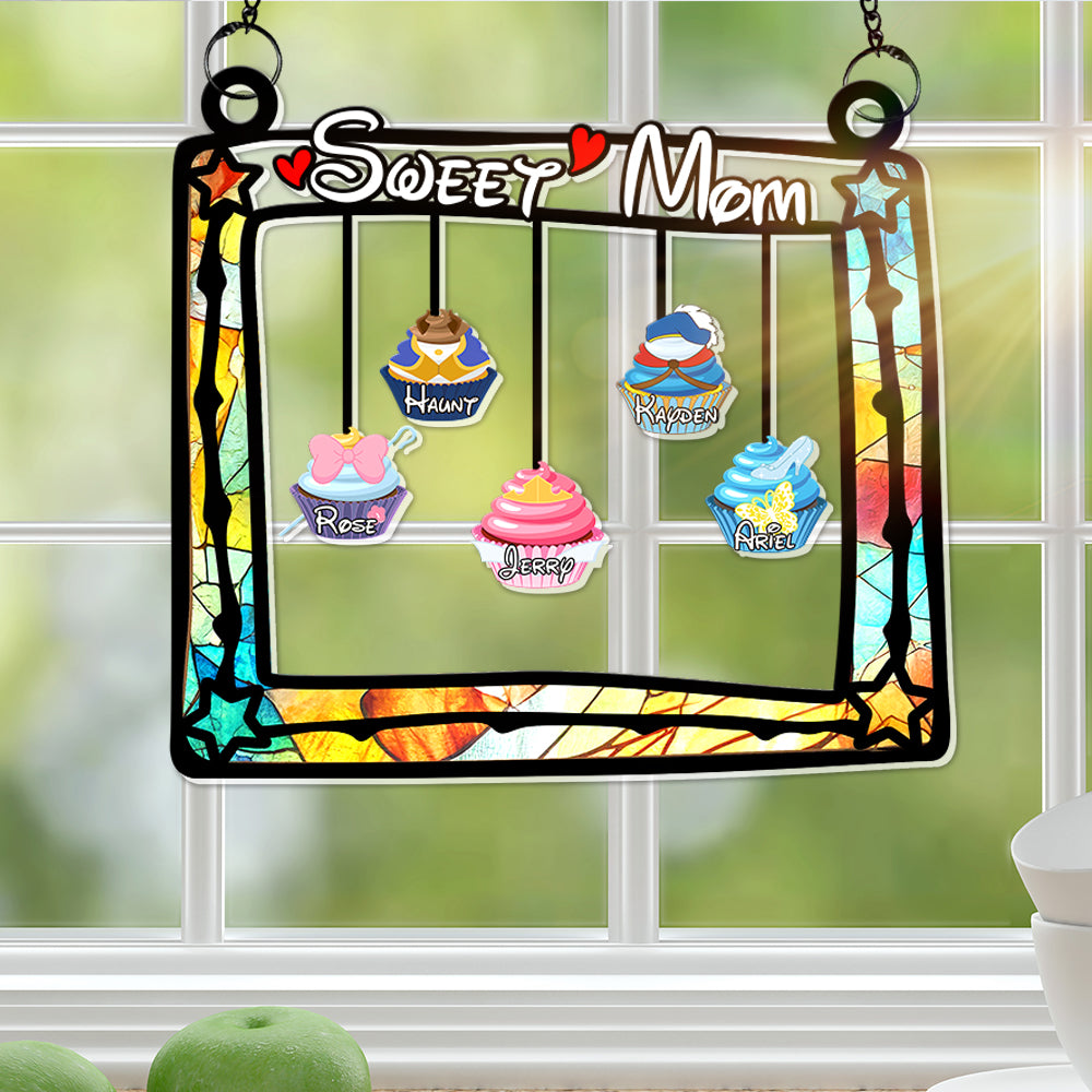 "Brighten Your Mom's Day with Sweet Cupcakes - Personalized Hanging Suncatcher for Her" Ornament PopCulturePrints