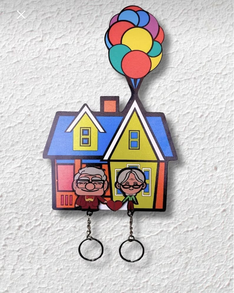 Personalized Couple Key Holder - Up Inspired House and Balloons