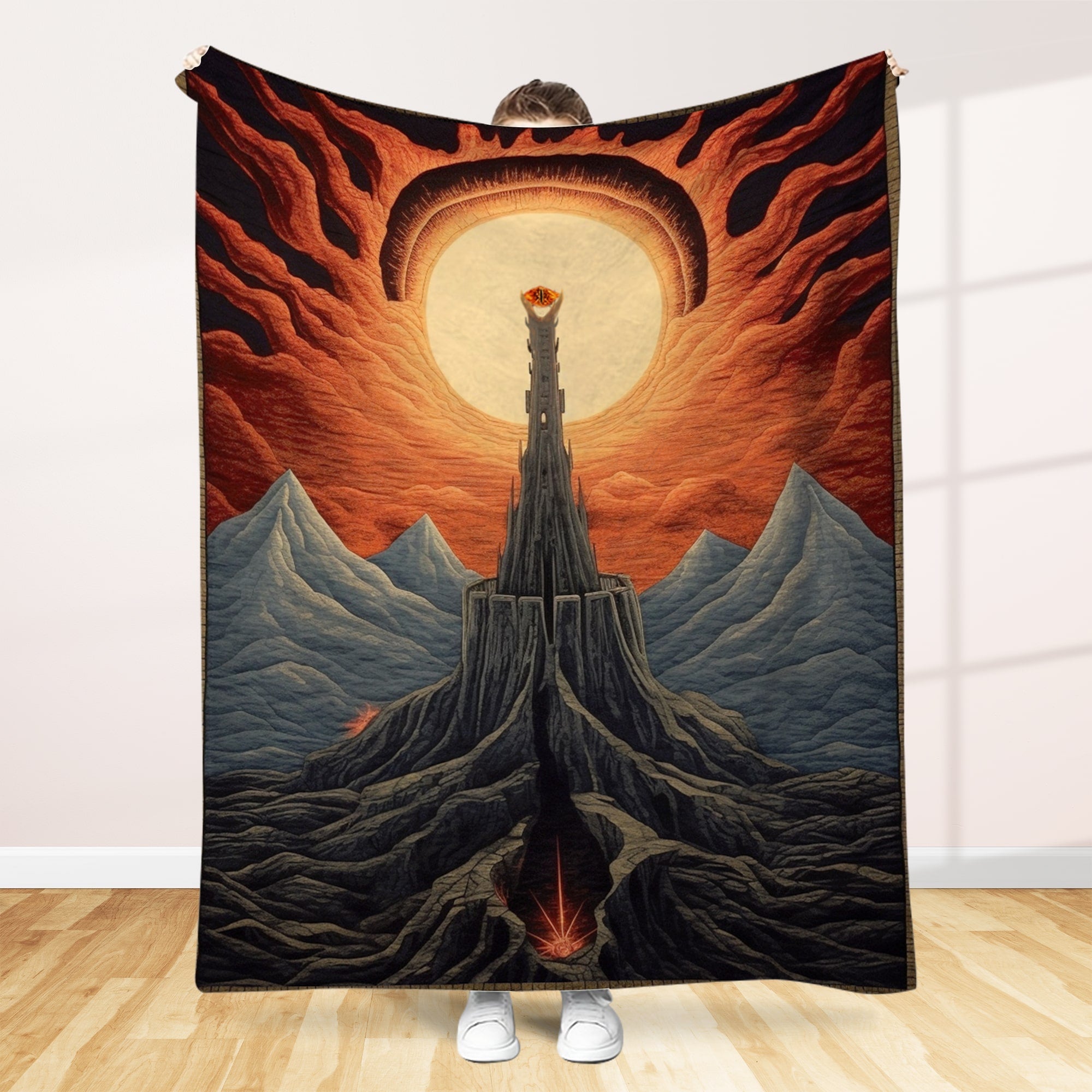 Fantasy Adventure Quilted Blanket - Epic Dragon Battle Design