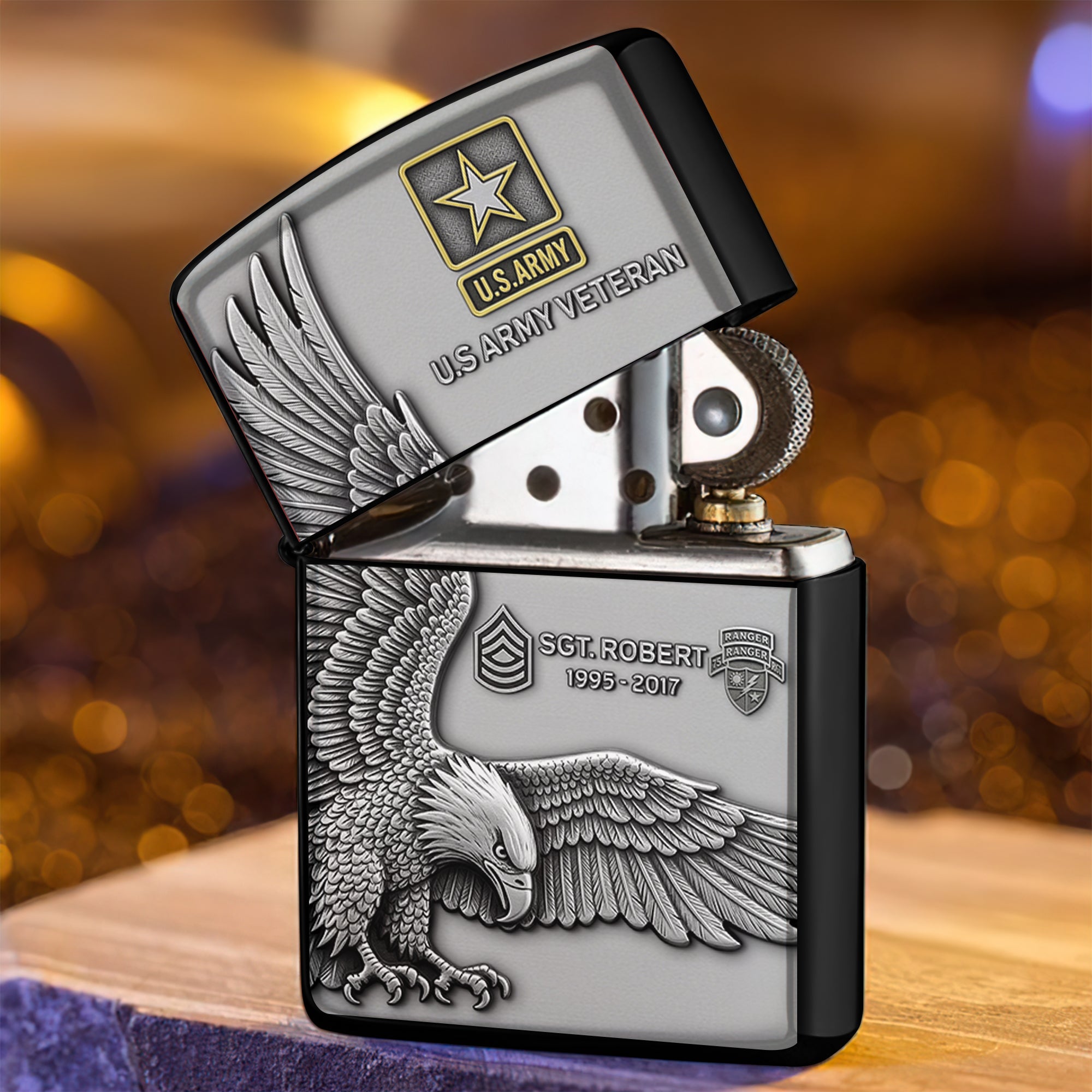 "Honor Your Service with Every Flick" - Badass Military Lighter - Personalized Gift for Veterans Lighter PopCulturePrints