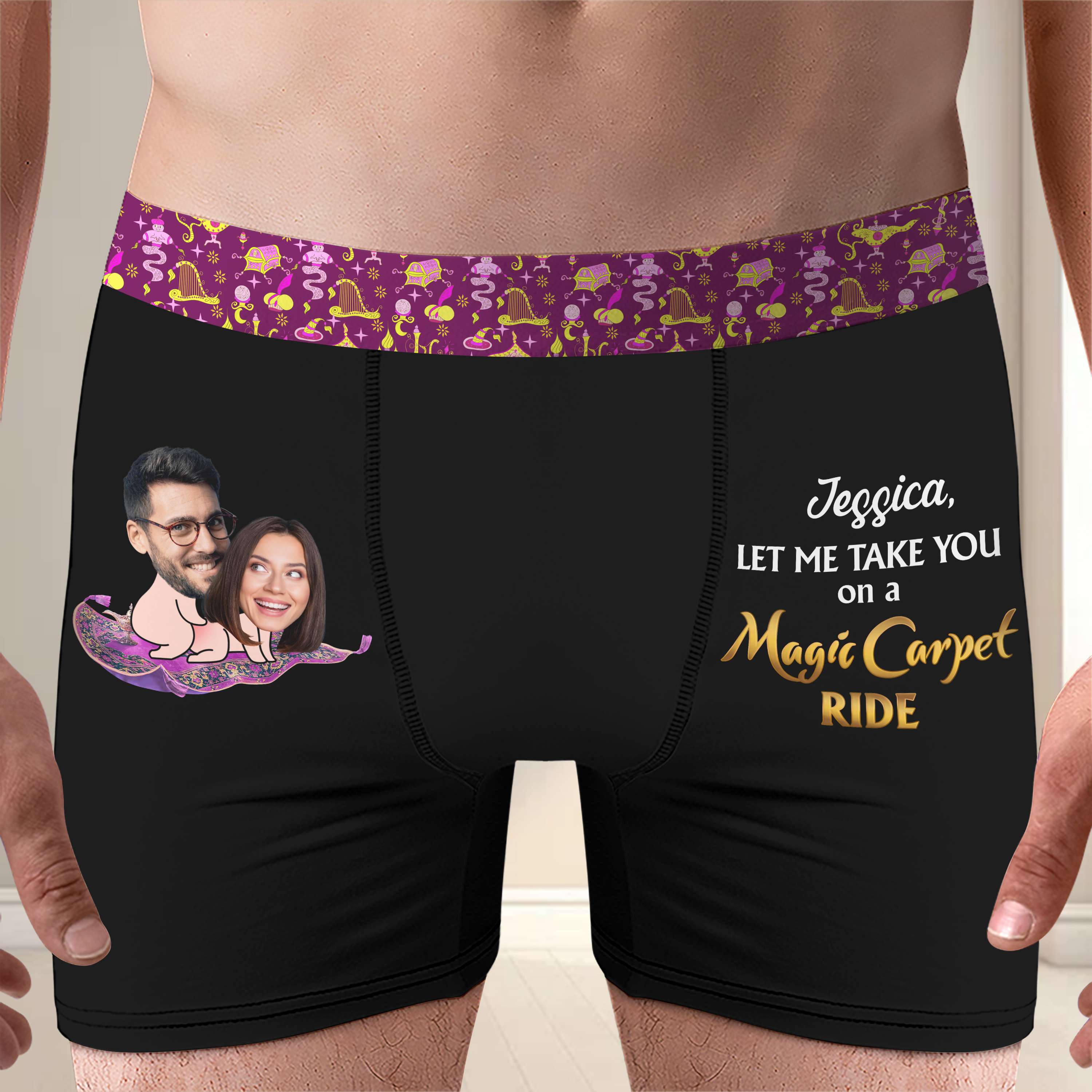 Magic Carpet Ride Personalized Couple Boxers - Fun & Unique Valentine's Day Gifts Boxer Briefs PopCulturePrints