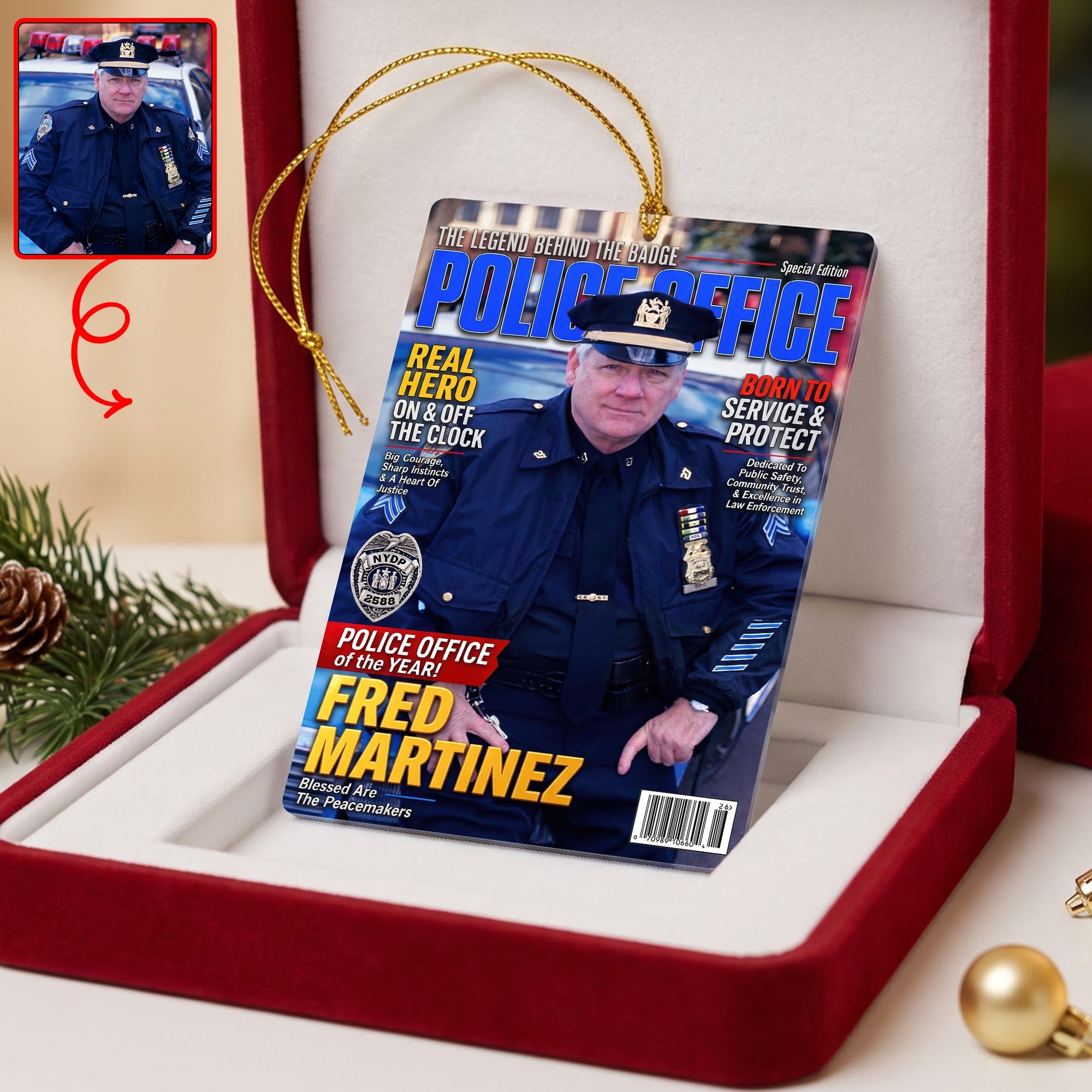 “Real Hero On and Off the Clock” - Police Officer Christmas Ornament - Personalized Gift for Law Enforcement Enthusiasts Ornament PopCulturePrints