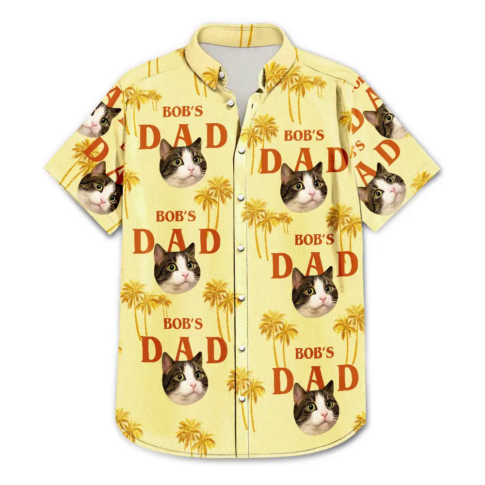 “For the Best Dog Dad Ever!” - Custom Photo Personalized Hawaiian Shirt - Gift for Dog Lovers, Pet Dads, and Special Occasions Hawaiian Shirt PopCulturePrints