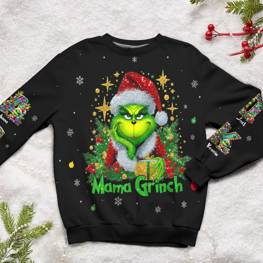 Personalized Grinch Christmas Shirt for Mom AOP Products PopCulturePrints
