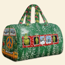 Load image into Gallery viewer, "Spread Holiday Cheer with Every Trip!" - Classic Camper Van Quilted Duffle Bag - Personalized Gift for Adventurers, Travelers, and Holiday Enthusiasts Quilted Duffle Bag PopCulturePrints
