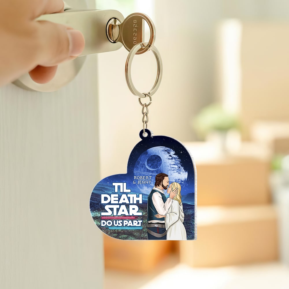 Personalized Couples Keychain - 'Til Death Star Do Us Part Keychains PopCulturePrints