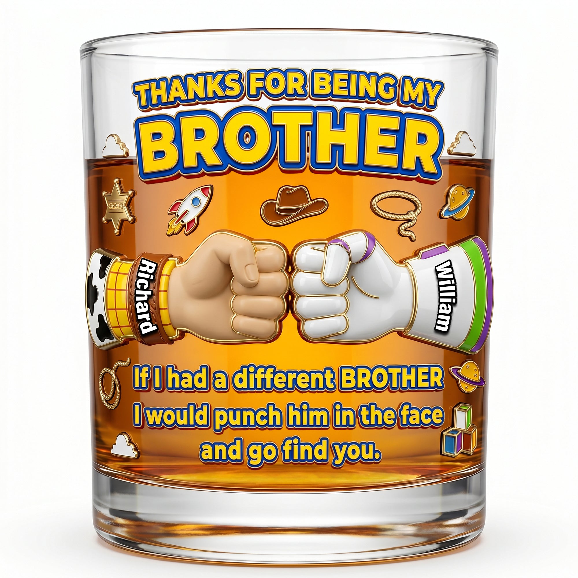 Thanks for Being My Brother Whiskey Glass - Personalized Gift for Brothers