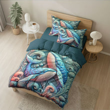 Load image into Gallery viewer, Whale Couple Quilt Bedding Set – A Perfect Gift for Couples Blanket PopCulturePrints
