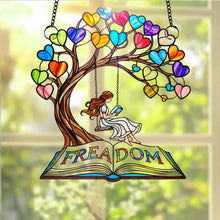 Load image into Gallery viewer, “Every Book is a New Adventure” - Personalized Reading Girl Suncatcher Ornament - Gift for Book Lovers Ornament PopCulturePrints
