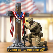 Load image into Gallery viewer, Stand for the Flag, Kneel for the Cross - Custom Veteran Plaque Shaped Plaques PopCulturePrints
