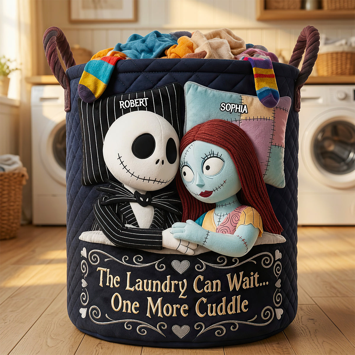 One More Cuddle Quilted Laundry Basket - Personalized Gifts For Couple 01OHDT130726 Laundry Basket PopCulturePrints