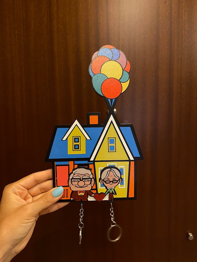 Personalized Couple Key Holder - Up Inspired House and Balloons