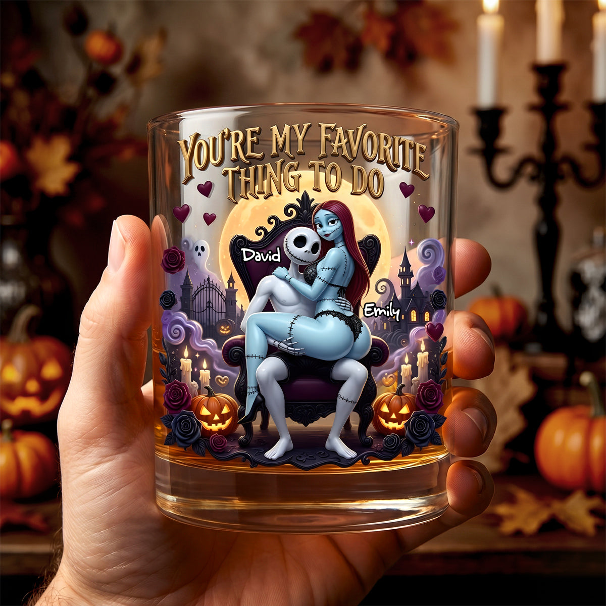 You're My Favorite Thing to Do - Personalized Naughty Soulmates Whiskey Glass for Couples Glass PopCulturePrints