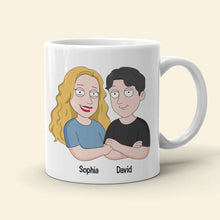Load image into Gallery viewer, Personalized Cartoon Couple Mug - Lucky Husband Quote Coffee Mug PopCulturePrints
