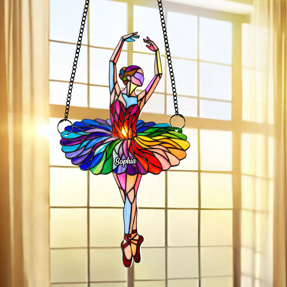 "Dance Through Life - Personalized Ballet Girl Suncatcher - A Unique Gift for Ballet Lovers" Ornament PopCulturePrints