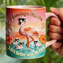 Load image into Gallery viewer, Flamingo Mom with Kids Accent Mug - Personalized Gifts for Mom Coffee Mug PopCulturePrints
