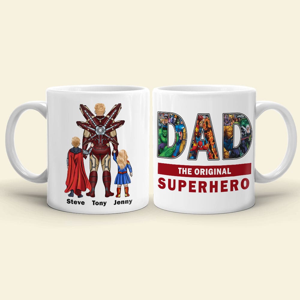 Custom Superhero Dad Mug - Personalized Gift for Father's Day Coffee Mug PopCulturePrints